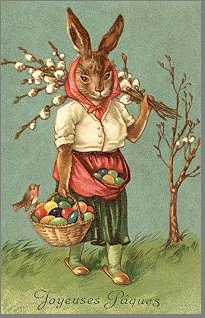 This French post card shows a female 'livre de Pques', or 'Pasch Hare.''